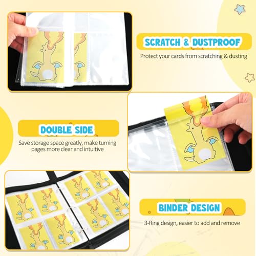 Trading Card Album Binder Fits 400 Cards with Removable Sleeves - Fire Dragon Theme