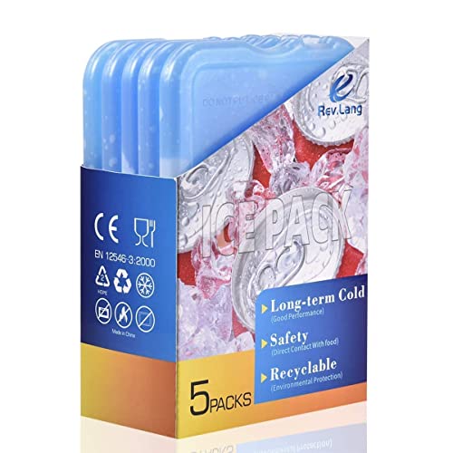 Reusable Slim Ice Pack Brick 2 Hole Freezer Cooler Set - Long Lasting