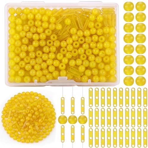 Yellow Fishing Bobber Stops and Beads Set - 150 Pieces for Depth Control