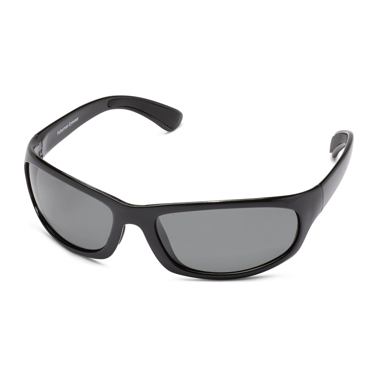 Fisherman Eyewear Men's Blk Frame Gray Polarized Lens Oval Sunglasses, Grey, 35mm,61mm,125mm
