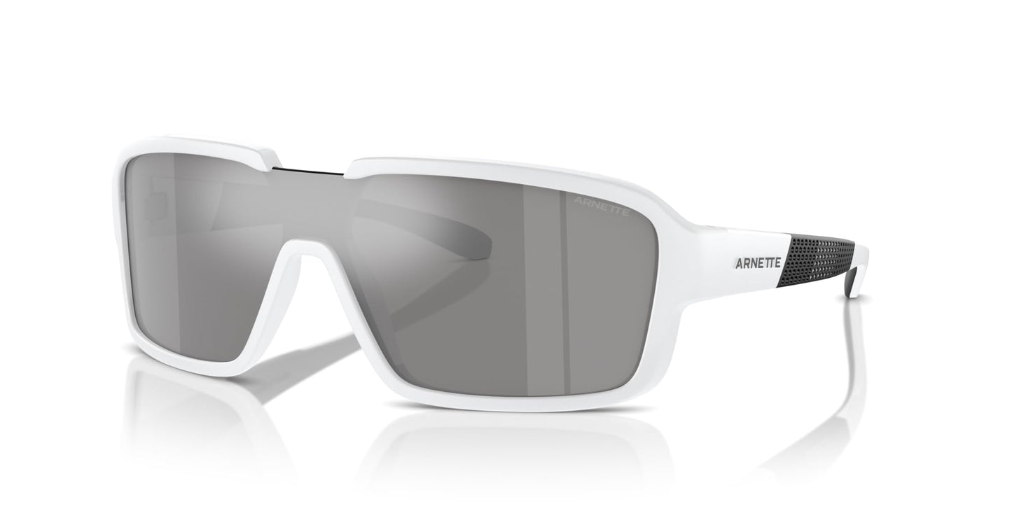 ARNETTE Man Sunglasses White Matte/Shiny Frame, Light Grey Mirror Silver Lenses, 0MM