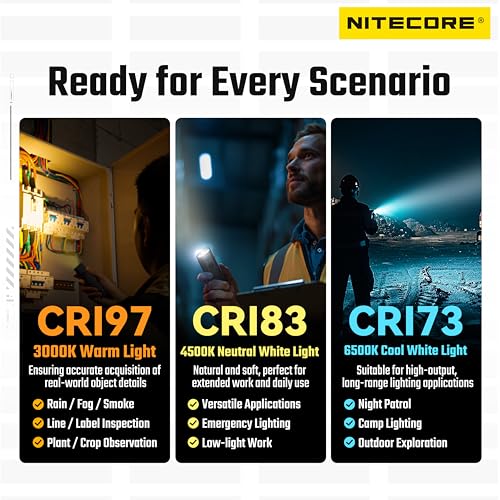 Nitecore EDC07 High CRI Three Color Temperatures Flashlight - Black