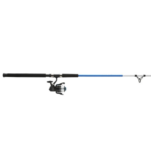 Shakespeare Tiger Surf Spinning Reel and Fishing Rod Combo with Bottom Float Rig, 9' 2-Piece Fishing Rod, Tubular Fiberglass Rod Blank Construction, Comfortable and Durable EVA Handle