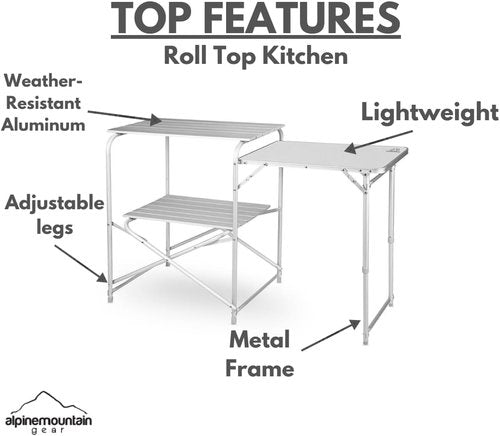 Camping Roll Top Kitchen Made from Weather-Resistant Aluminum (by Caddis Sports)