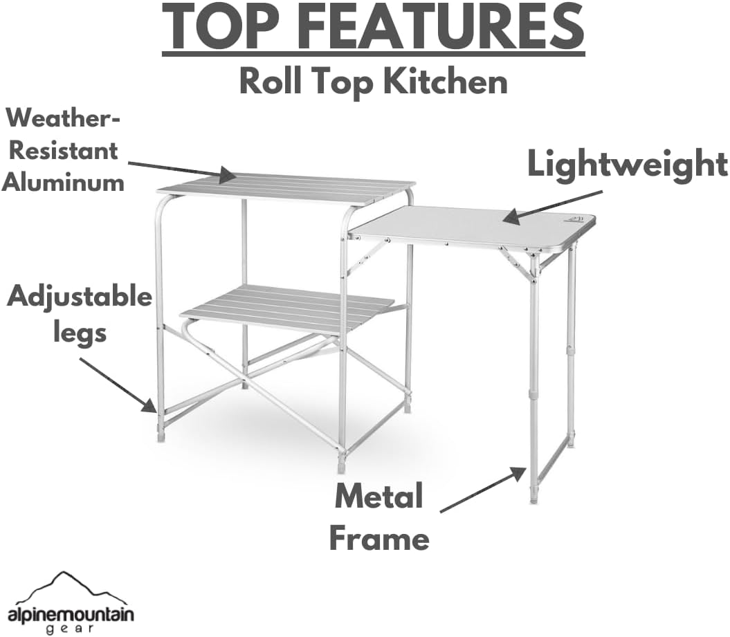 Weather-Resistant Aluminum Camping Roll Top Kitchen by Caddis Sports - Portable & Durable