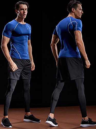 Men's Athletic Compression Shirts 3 or 4 Pack - Medium Black Grey Red
