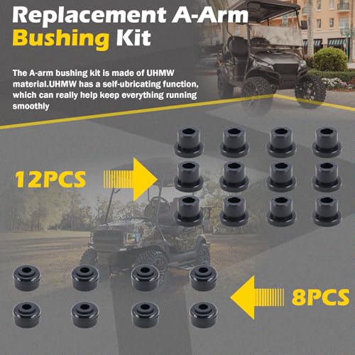 Golf Cart A-Arm Bushing Kit Replacement for GTW & MadJax Lift - Black