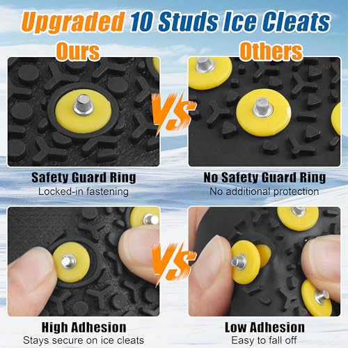 Ice Cleats Snow Traction Crampons for Shoes & Boots XXL 13-15.5 - Anti Slip