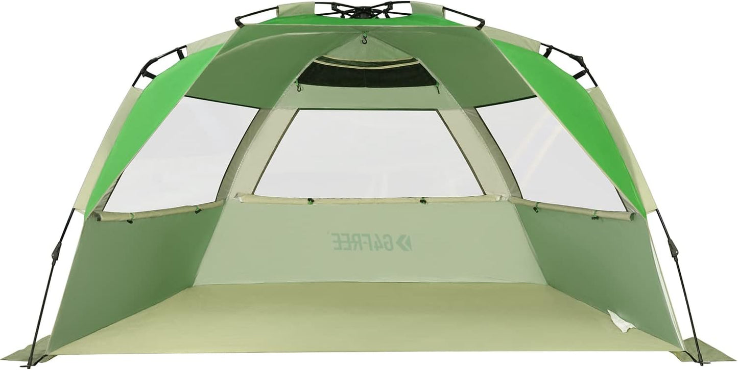 G4Free Easy Set up Beach Tent Deluxe XL, Pop up Sun Shelter for 3-4 Persons with UPF 50+ Protection Beach Shade with Extended Floor