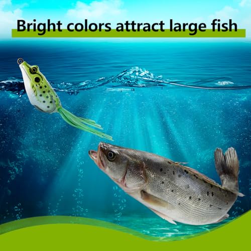 5PCS Frog Lure Kit - Soft PVC Topwater Baits for Freshwater & Saltwater Fishing, 3.67in/0.46oz - Weedless Hooks
