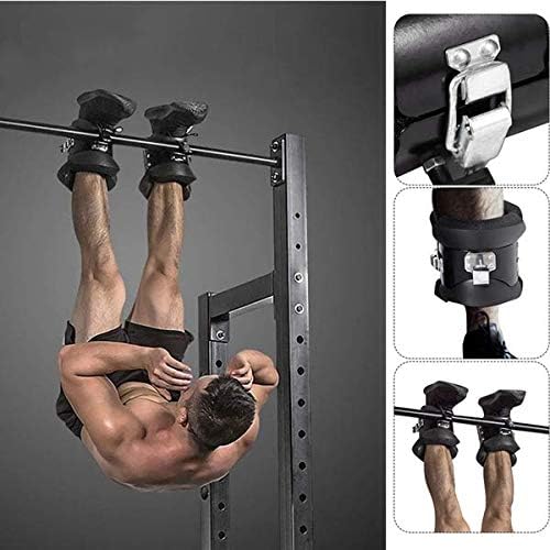 Estink Hanging Pull Up Boots,1 Pair Black Inversion Hang Up Boots Therapy Gym Fitness Physio Hang Spine Posture with Comfortable Foam Padding and Locking Clips