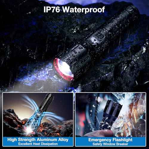 Flashlight High Lumens Rechargeable 990,000L, Handheld Tactical LED Strong Flash Light, Battery Powered Super Bright Flashlight with USB C, 3 Modes, Zoomable, USB Output for Home, Emergency