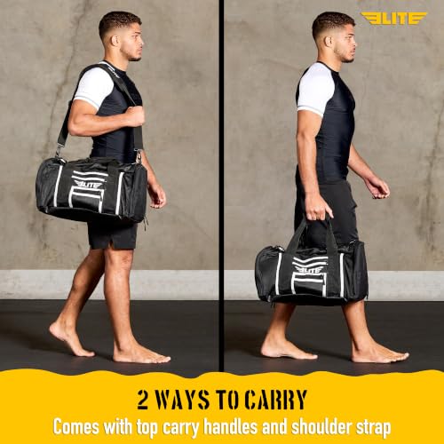 Elite Sports Boxing Gym Duffle Bag for MMA BJJ Gear - Black