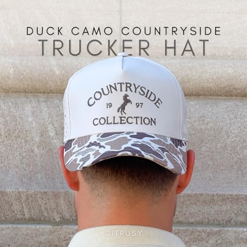Citrusy Athletic Trucker Golf Hat - Countryside Camo Performance 5 Panel Cap