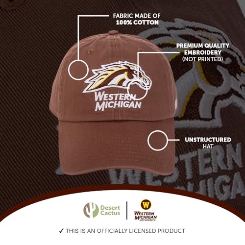 Western Michigan University Embroidered Baseball Hat Cap - Brown