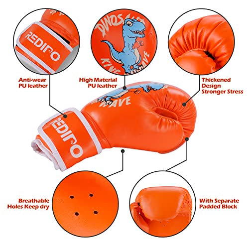 Kids Boxing Gloves for Boys and Girls, Youth Training Gloves, Orange 4 OZ