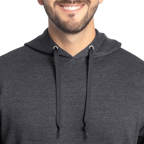 Men's Fleece Pullover Hoodie Small Black Heather Moisture Wicking Breathable