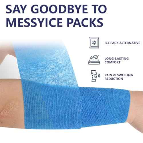 Ice Tape Self Sticking Ice Wrap 2 Pcs Instant Cooling Tape Compression Elasticated Cold Bandage Athletic Muscle Bandages for Pain and Swelling 10cm x 4.5m