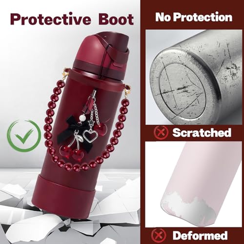 4pcs Water Bottle Accessories Set for Owala FreeSip 32oz - Black Cherry