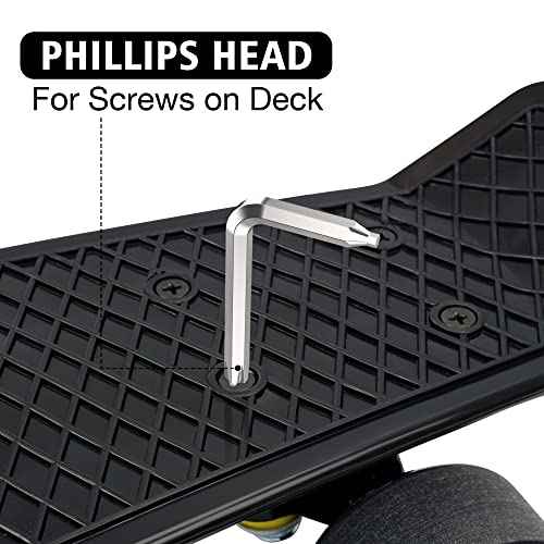 All-in-One Skate Tools Multi-Function Portable Skateboard T Tool Accessory with T-Type Allen Key and L-Type Phillips Head Wrench Screwdriver