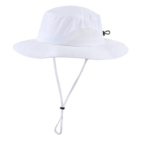 Home Prefer UPF50+ Mens Sun Hat Wide Brim Fishing Hat Airy Mesh UV Protection Portable Bucket Sun Hat White