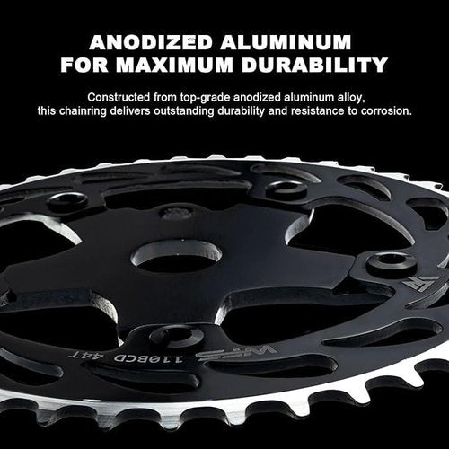 WFS Helix Chainring w/Spider Sprocket 44T 1/8" 110mm BCD 5 Arm Hole Old School BMX, Black, WFS3064-BO