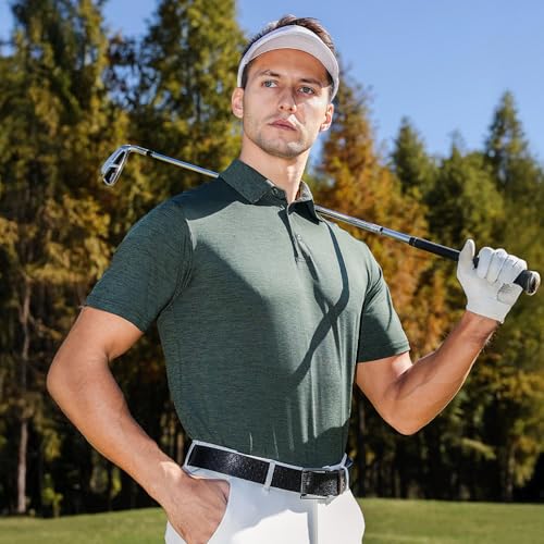 3 Pack Polo Shirts for Men - Quick Dry Moisture Wicking Performance Golf Shirts Black Short Sleeve for Work Athletic