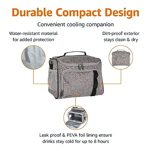 Insulated Cooler Bag 24 Can Capacity Soft Leak-Proof Travel Cooler for Beach & Picnics - Gray