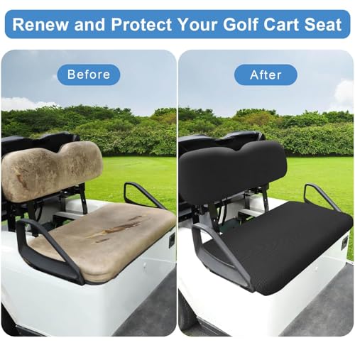 Golf Cart Seat Covers Set - Black Breathable Polyester Mesh for EZGO Yamaha Club Car