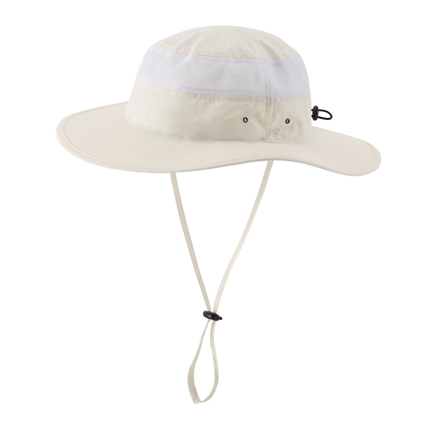 Home Prefer Men's Sun Hat UPF 50+ Wide Brim Bucket Hat Windproof Fishing Hats (Ivory)