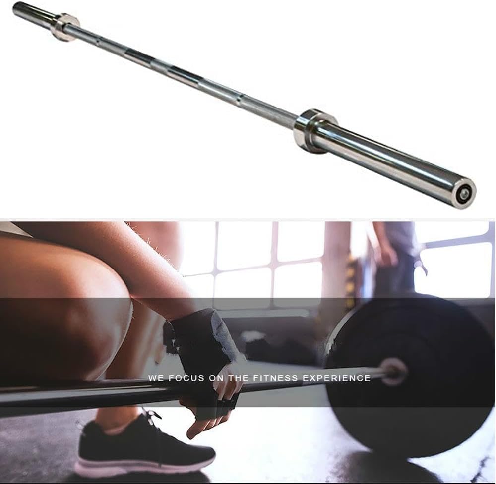 7-Foot Olympic Barbell with Collars - Solid Iron Chrome Weightlifting Rod for Home Gym & Powerlifting