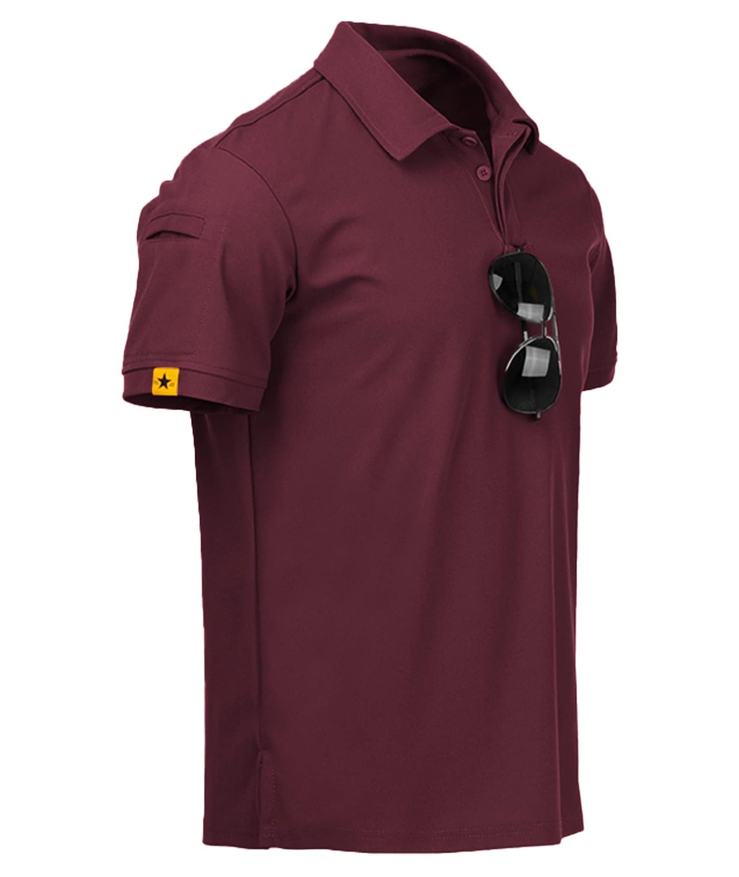 ZITY Mens Polo Shirt Short Sleeve Sports Tactical T-Shirt Athletic Golf Polos Daily Casual Stylish Collared Shirts for Men Wine Red 4X-Large