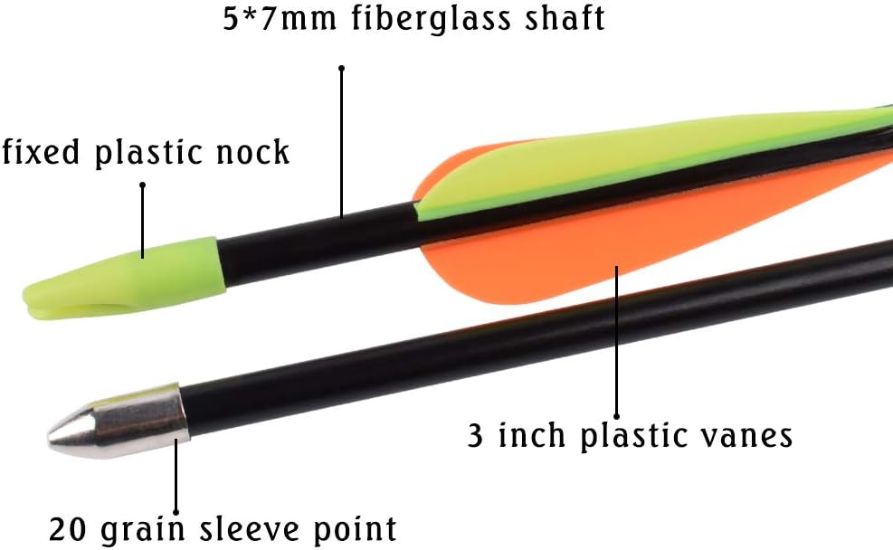 Archery Youth 24 26 Inch Fiberglass Archery Targeting Arrows for Youth Practise Recurvebow Compound Bow Shooting