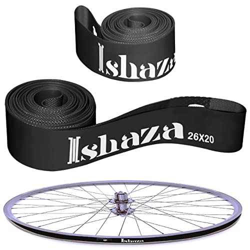 Pack of 2 Bicycle Rim Strip 26" x 20mm ? Red Rim Tape High-Pressure, Puncture & Temperature Resistant Durable Elastic PVC Bike Wheel Liner for Mountain & Road Bicycle (Black, 26Inch x 20mm)