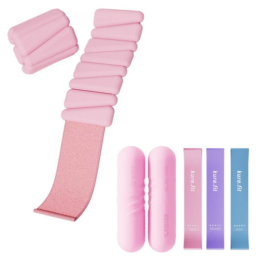kure.fit Pink Wrist & Ankle Weights + Pink Hand Weight Bars Bundle Set