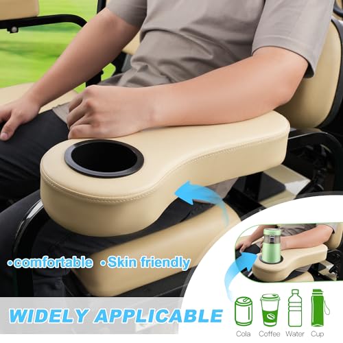 Beige Golf Cart Rear Seat Armrest Kit with Cup Holder for EZGO Club Car Yamaha