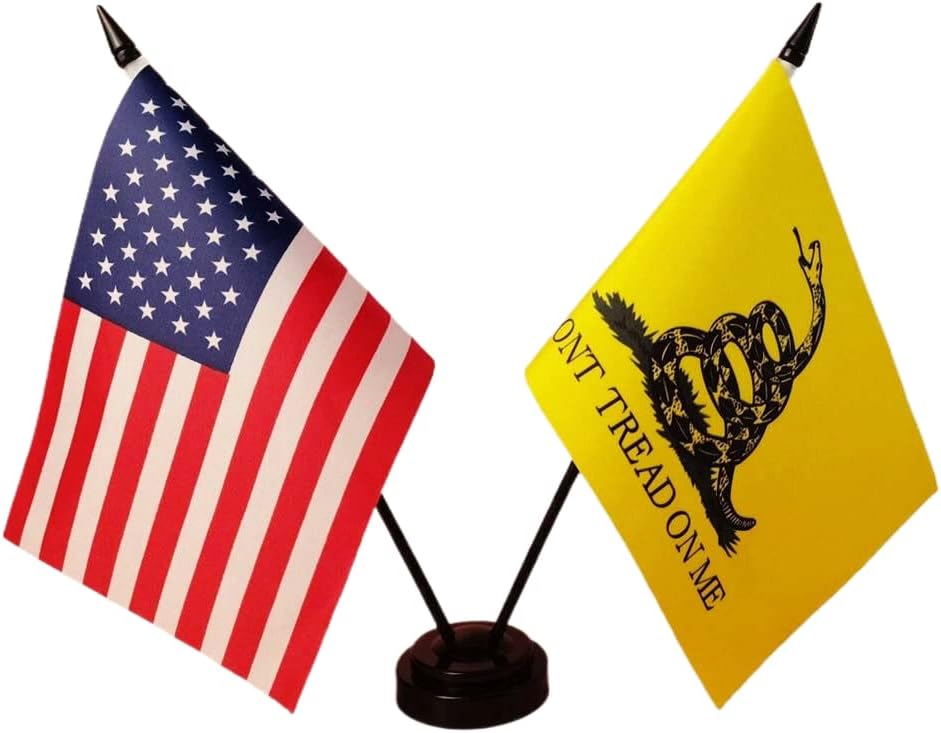 America & Pow Mia Twin Desk Flag, U.S. Pow Mia and American Table Flag, 8 x 5 Inches - You are Not Forgotten Prisoner of War Flags Army Military Pow Flags