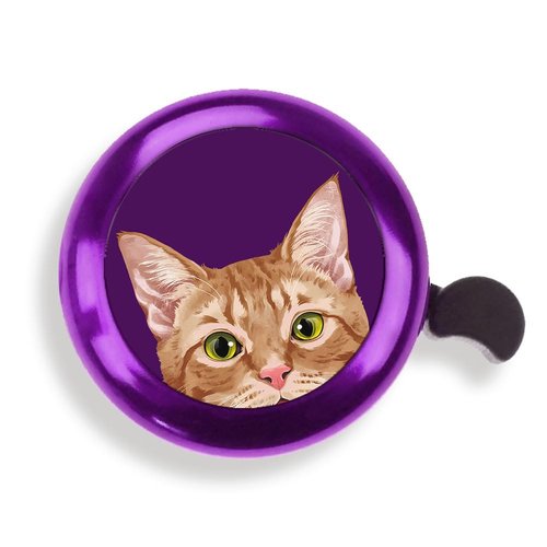 WIRESTER Purple Aluminum Round Bike Bell, Classic Ring Bicycle Bell, Bike Accessories Bell Ring for Adults Kids Girls Boys - Orange Tabby Kitten Cat