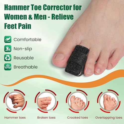 Hammer Toe Straightener for Women & Men - 2 Pack Toe Splints & Wraps for All-Day Comfort for Walking, Running or Rest - Relieve Discomfort from Bent, Curled & Broken Toes