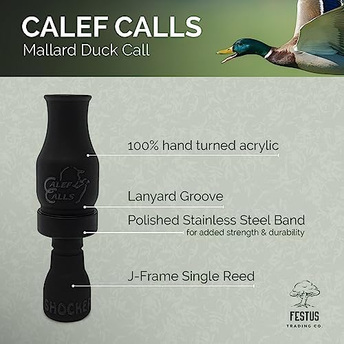 Festus Trading Company Calef Calls Single Acrylic Duck Call - The Shocker - Best Finisher Duck Calls for Mallards, Diver Ducks, Gadwall, Pintail, Teal, Mallard Ducks, and Specklebelly