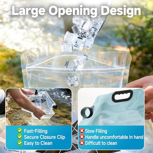 Rocalt 2 Pack Collapsible Water Container, 2.1Gallon BPA Free Water Storage Carrier Jug with Spigot, Foldable Camping Portable Water Bag for Hurricane Preparedness, Hiking, Survival & Emergency
