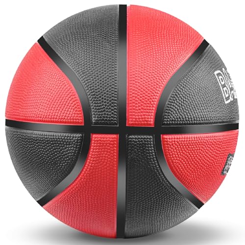 Kids Youth Basketball Size 4 - 25.5 Inch Rubber Indoor/Outdoor Ball - Black Red, Variation of THIS listing