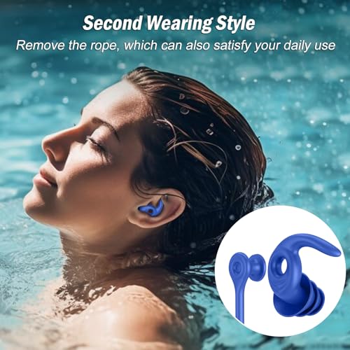 Multicolored Waterproof Reusable Silicone Swim Ear Plugs - 4 Pairs for Adults & Teens