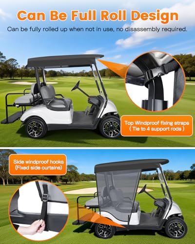 Gray Golf Cart Sun Shade Cover for Yamaha G29 Drive2 2 Passenger - Waterproof & Breathable