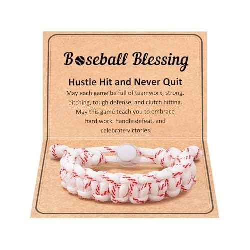 HGDEER Baseball Bracelet, Adjustable Braided, Baseball Basketball Gifts for Teens, Teams, Son, Grandson Brother