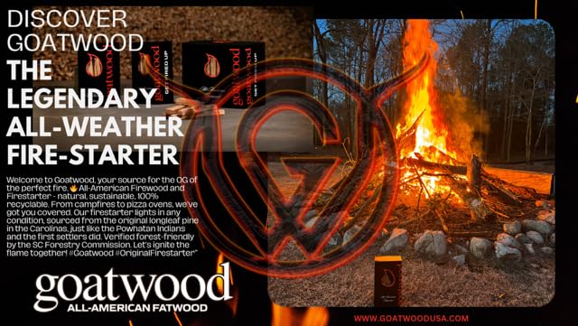 GOATWOOD, All-American Fatwood Firestarter Sticks 2 lb Box: Camping Essentials,Fire Pit,Campfires Wood Stove,Fireplaces,Bonfires,Solo Stoves,Pizza Oven.Start fire with 1-2 Sticks.Made in USA