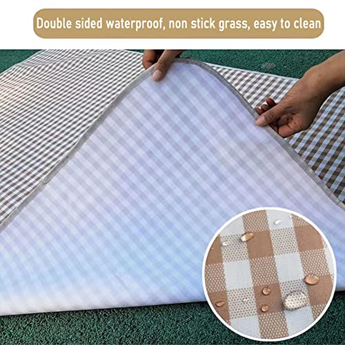 K Y KANGYUN Extra Large Picnic Blanket Outdoor Beach Blankets, Water-Resistant Foldable Sandproof Blankets Cute Picnic Mat for Beach, Camping Grass Lawn Park Mats (Brown 2, 80x80 in)