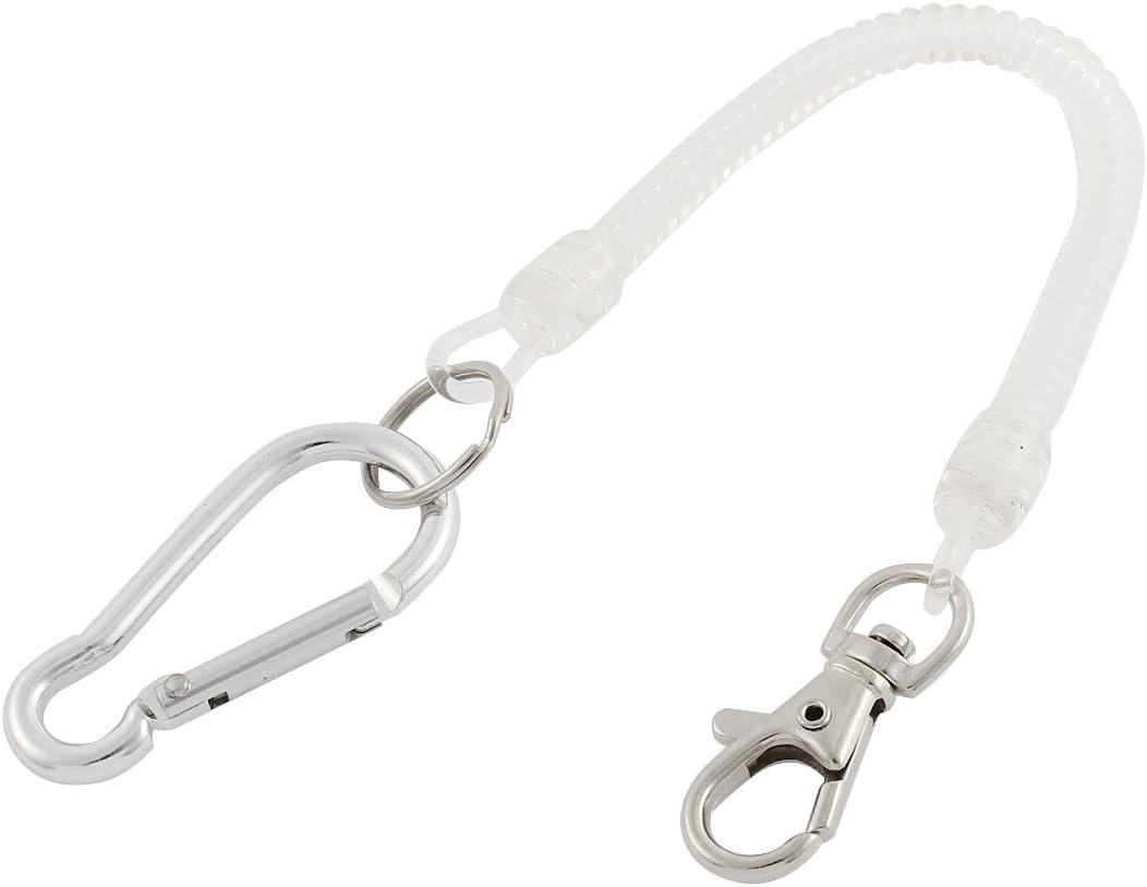 uxcell Carabiner Hook Coil Lanyard Spring Key Chain w Lobster Clasp