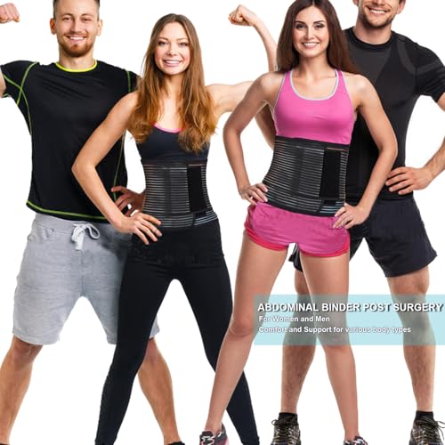 Abdominal Binder for Men & Women ? Post Surgery Belly Band Adjustable Compression Wrap Belly Binder Abdomen Hernia Support Belt (L)