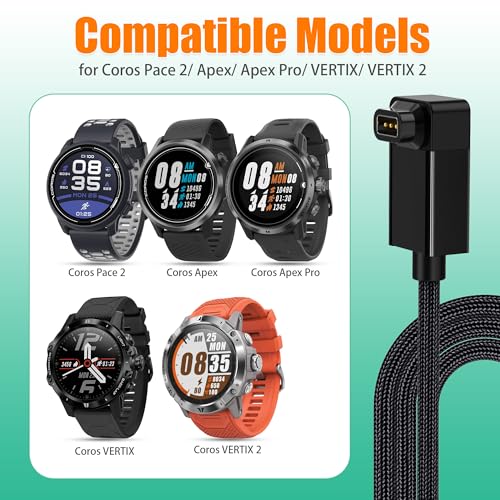 AGVEE 3.3ft USB-C Right Angle Charger Cable for Coros Smartwatch - Black